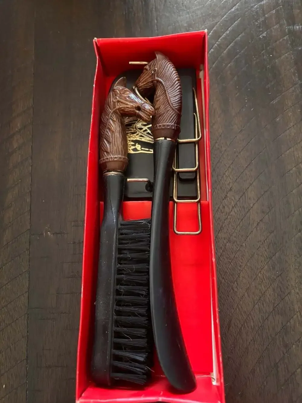 Vintage Tie Rack Wall Plaque Brush-n-Shoehorn Horse Equestrian Theme Set